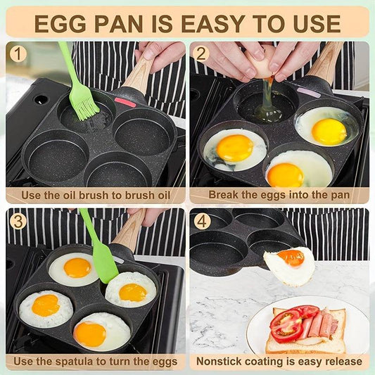 Cast iron egg frying pan showing even heat distribution and premium build.