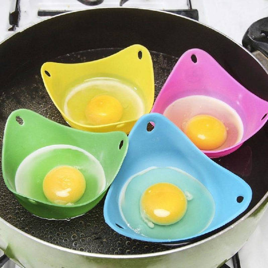 Set of 4 Non-Stick Silicone Egg Poachers for Microwave, Air Fryer, Stovetop - BPA-Free Kitchen Gadgets for Perfectly Poached Eggs - Cook Lux