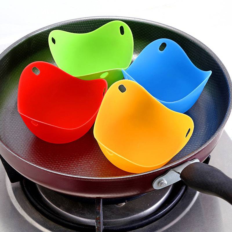 Set of 4 Non-Stick Silicone Egg Poachers for Microwave, Air Fryer, Stovetop - BPA-Free Kitchen Gadgets for Perfectly Poached Eggs - Cook Lux