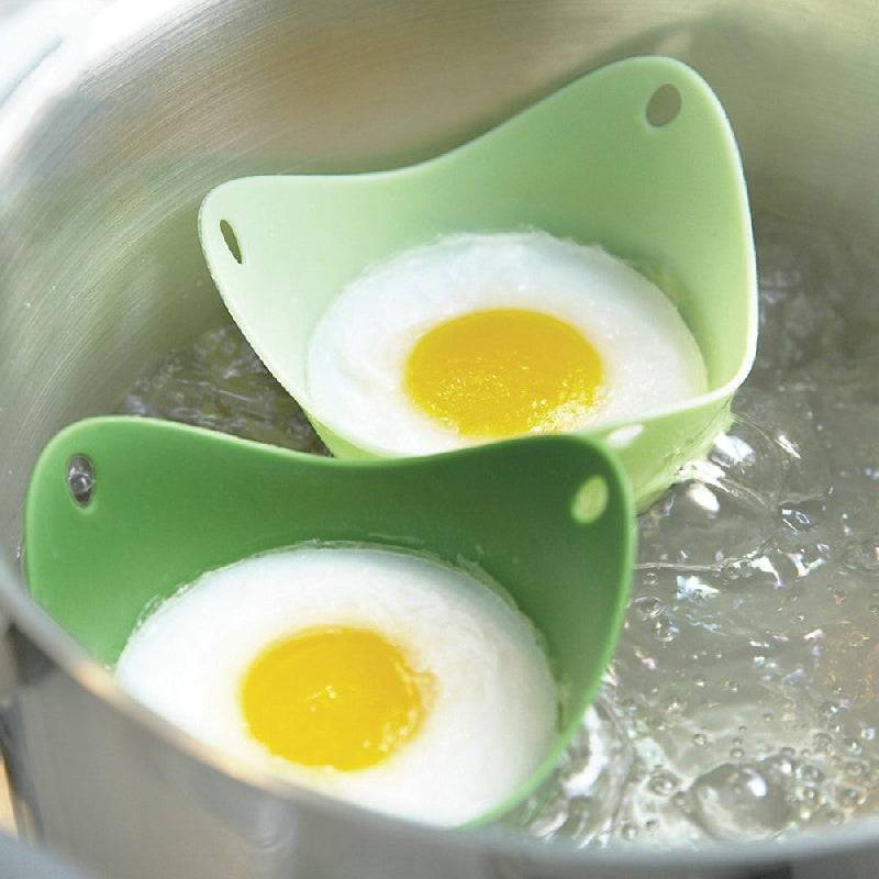 Set of 4 Non-Stick Silicone Egg Poachers for Microwave, Air Fryer, Stovetop - BPA-Free Kitchen Gadgets for Perfectly Poached Eggs - Cook Lux
