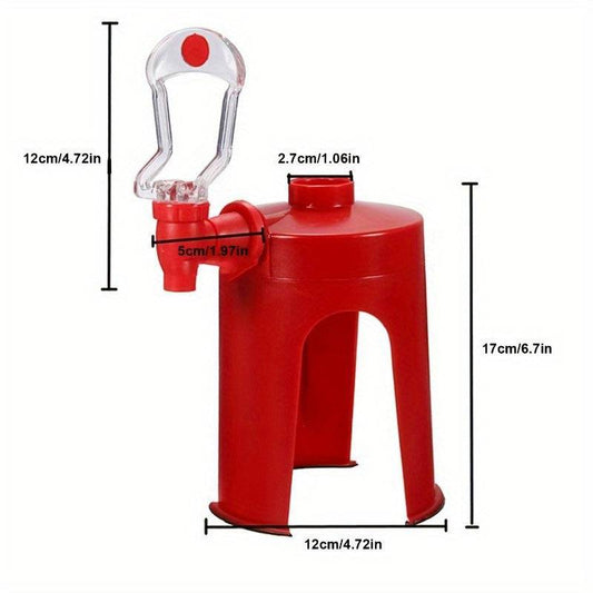 Close-up of the bottle dispenser pouring soda into a glass.