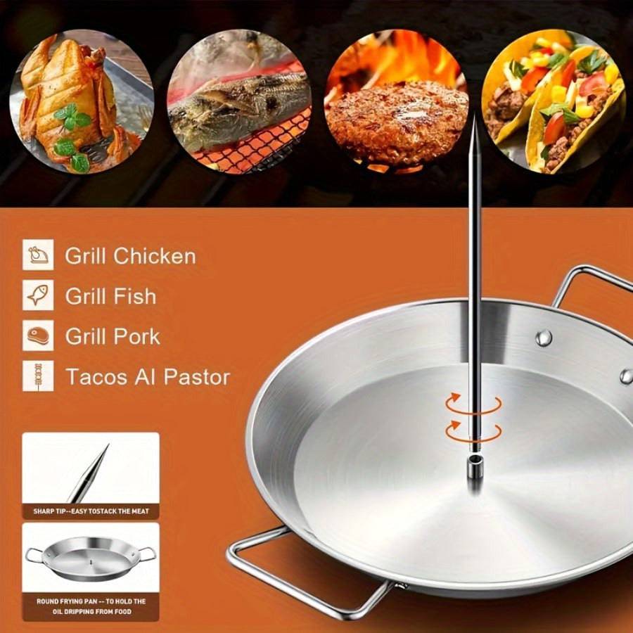 Stainless Steel Vertical Skewer Set for Cooking Fish, Poultry, and Sausages