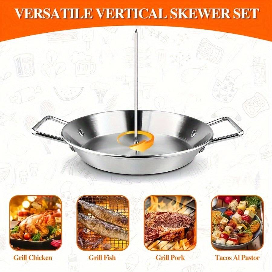 Stainless Steel Vertical Skewer Set for Cooking Fish, Poultry, and Sausages