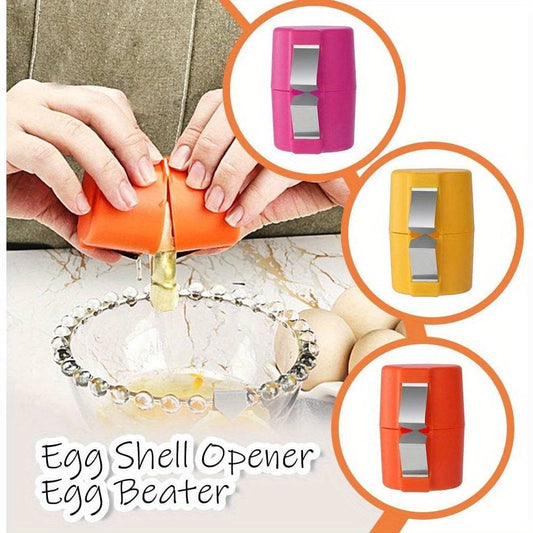 Durable stainless steel egg cracker with ergonomic handle, no batteries required for effortless egg preparation