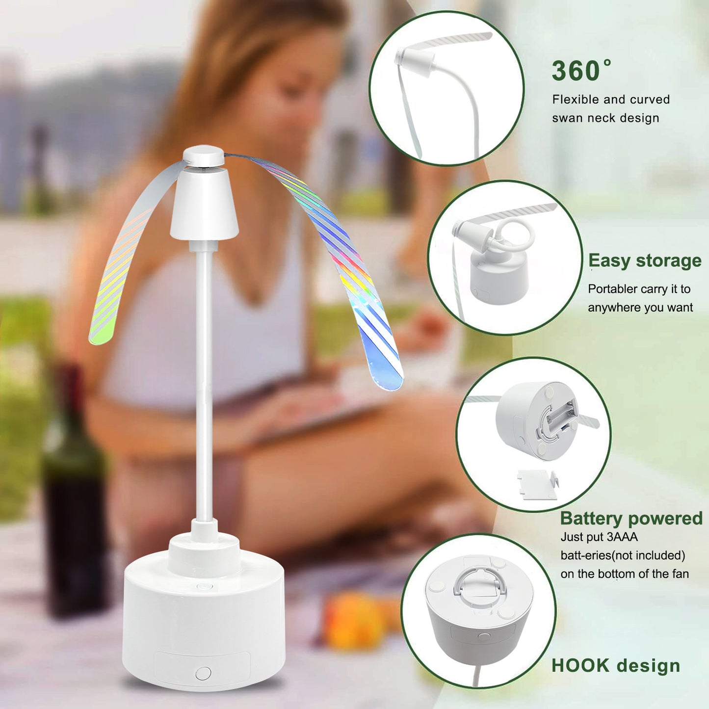 Compact insect repellent fan for outdoor use