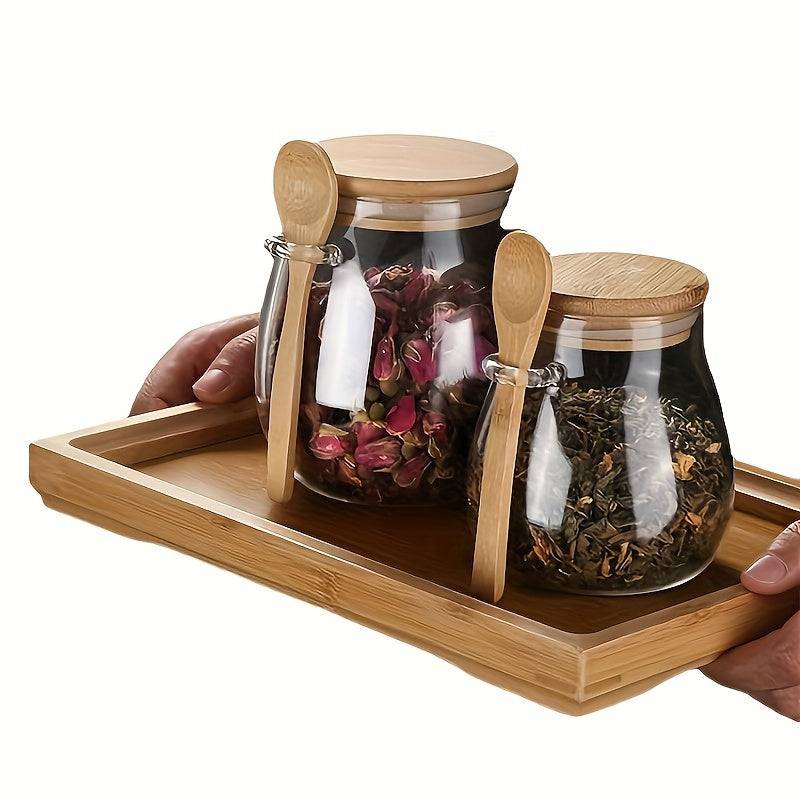 Spoon integrated into airtight glass lid