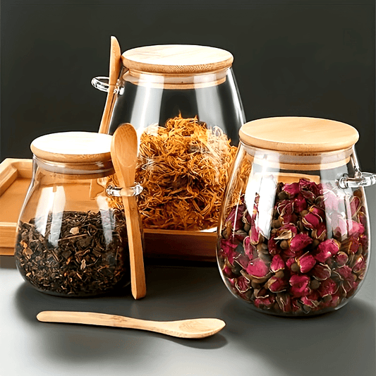 BPA-free glass jar storing coffee beans