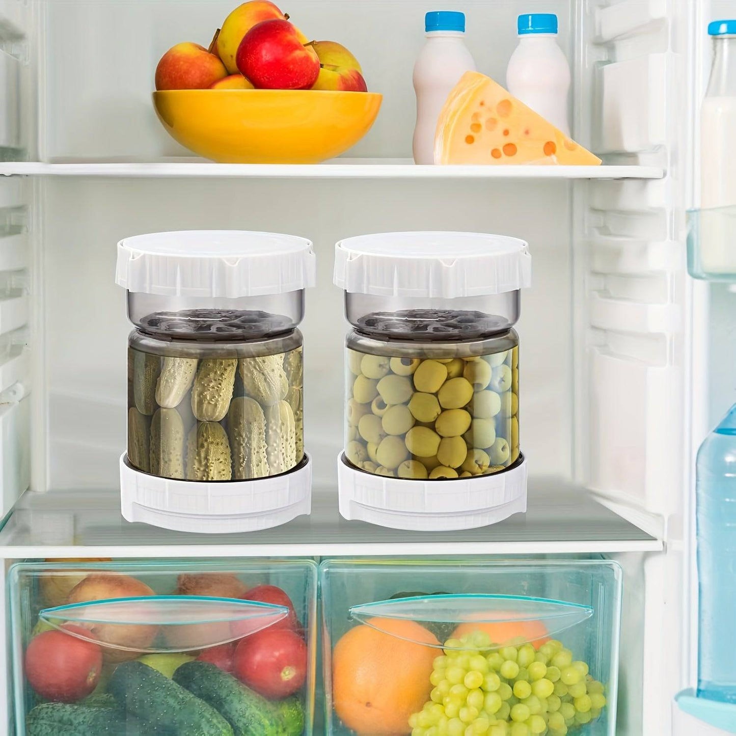 Food storage jar with easy-pour spout and strainer insert