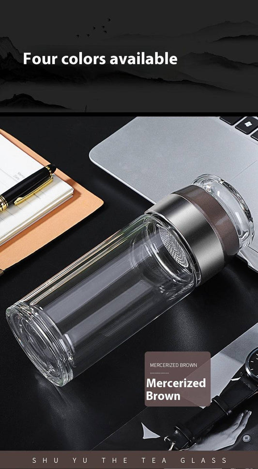 Double Wall Heat-Resistant Tea Strainer Glass Cup - Elegant Tea Brewing - Cook Lux