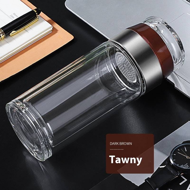 Double Wall Heat-Resistant Tea Strainer Glass Cup - Elegant Tea Brewing - Cook Lux