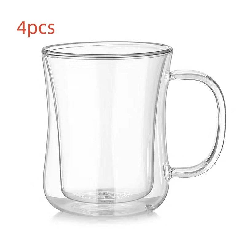 Heat-resistant borosilicate glass coffee cup with modern design
