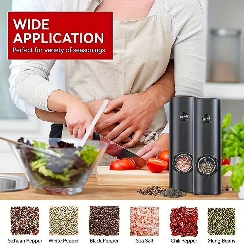 Battery-powered salt and pepper grinders for precise and easy seasoning