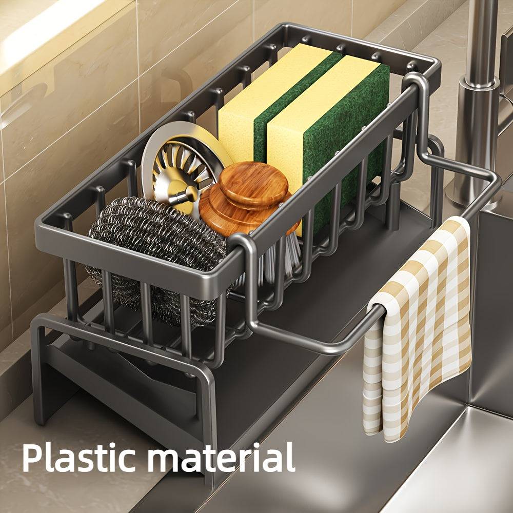 Kitchen sink organizer with compact design and rust-resistant drainage stand