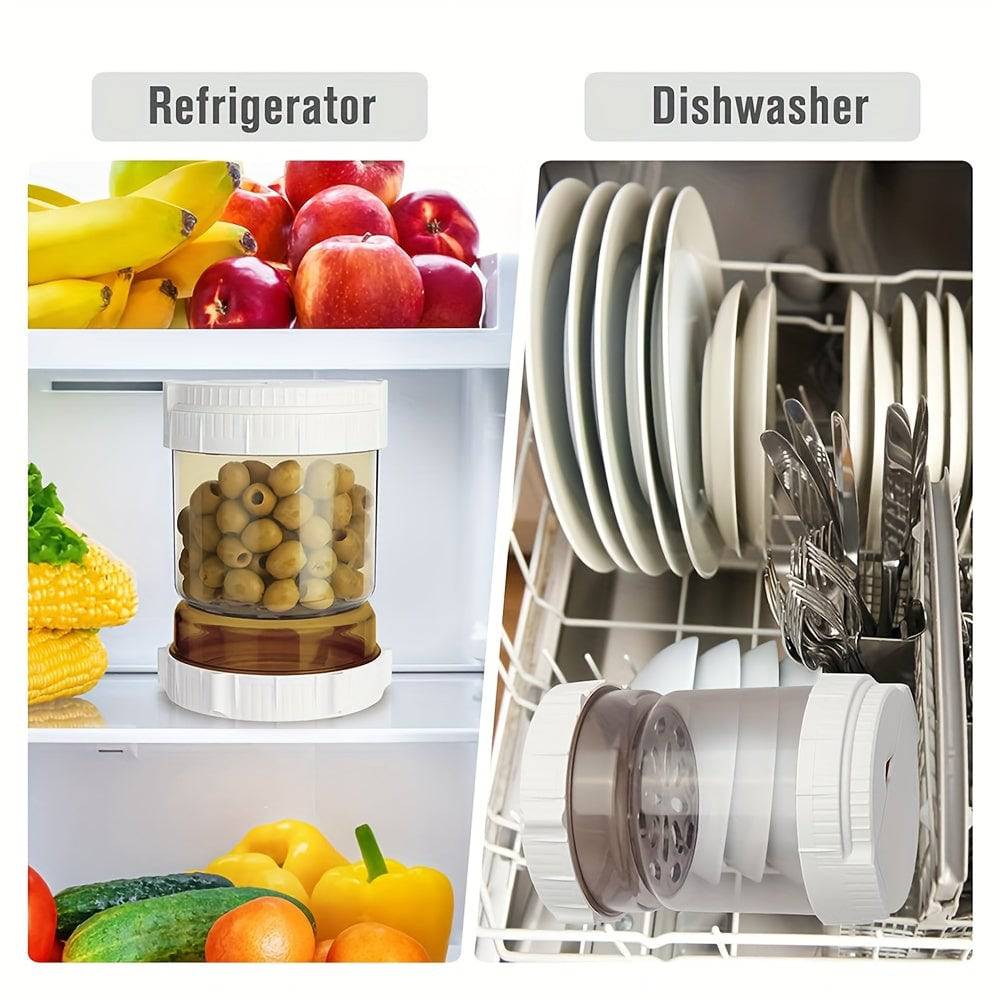 Sturdy ABS pickle jar with built-in lift-out strainer