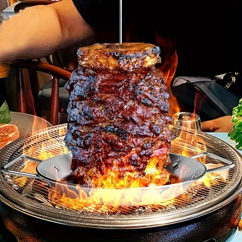 13.39-Inch Circular Pan with Three Vertical Skewers for Meat and Fish