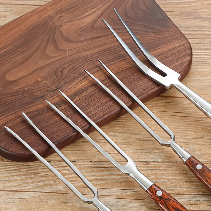 Ultimate outdoor grilling fork, used by a professional chef.