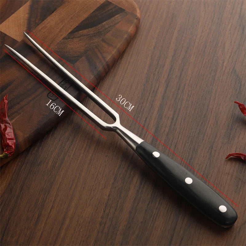 Buy professional grilling fork online, showcasing the forged steel construction.