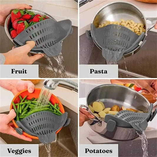 Universal pan strainer with mesh sieve
