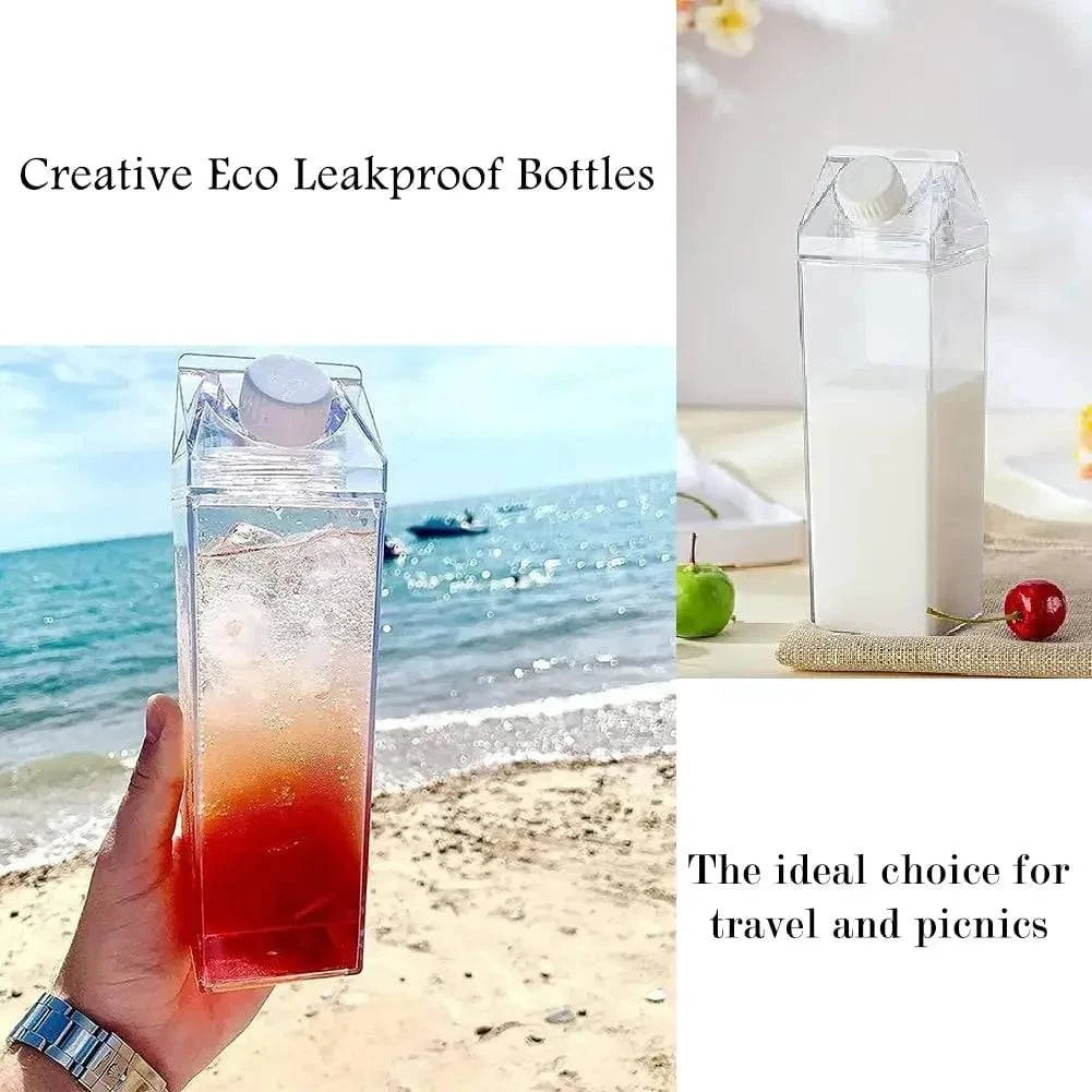 Eco-Friendly 2PCS Milk Carton Water Bottles | Stylish, Portable & Reusable Hydration Solution - Cook Lux