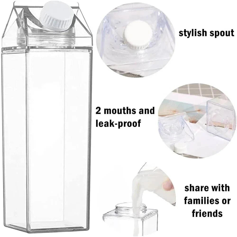 Eco-Friendly 2PCS Milk Carton Water Bottles | Stylish, Portable & Reusable Hydration Solution - Cook Lux