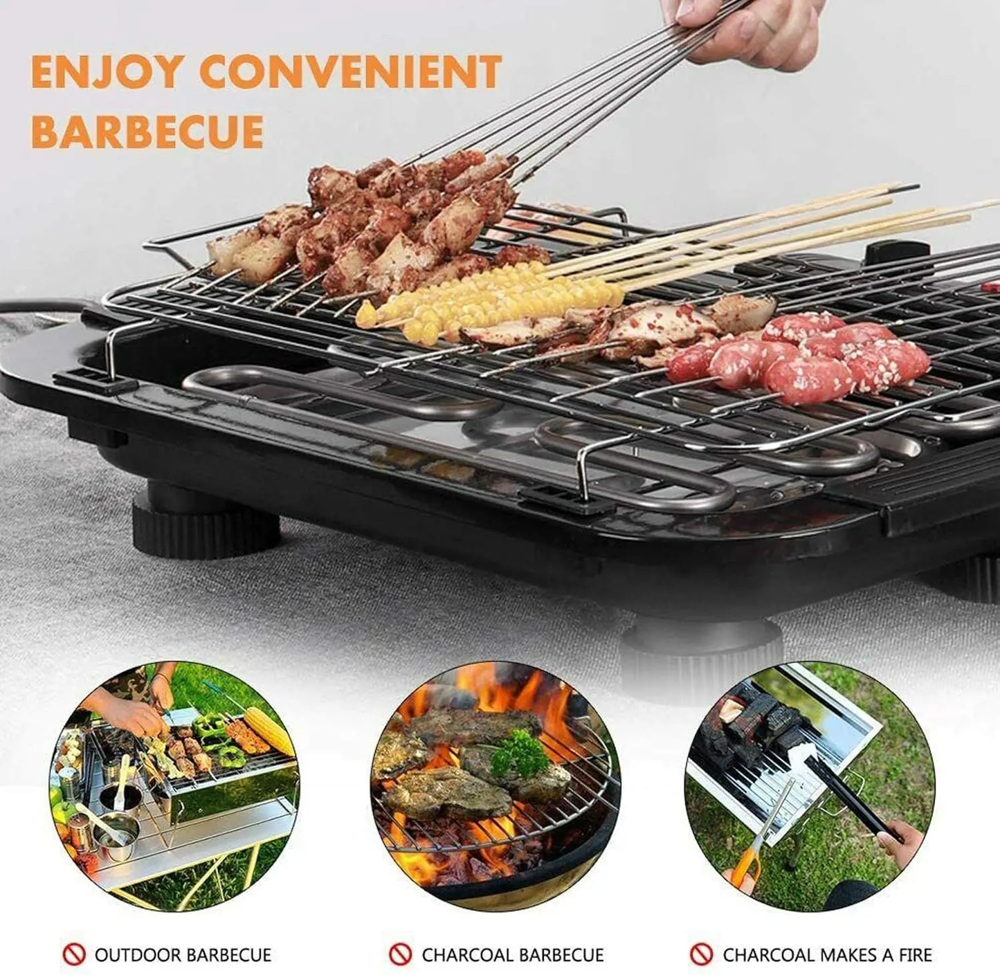 Detachable indoor outdoor barbecue, showing easy cleaning parts.