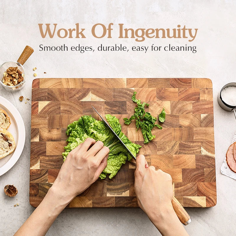 Chef using dual-sided HEZHEN chopping board for food prep