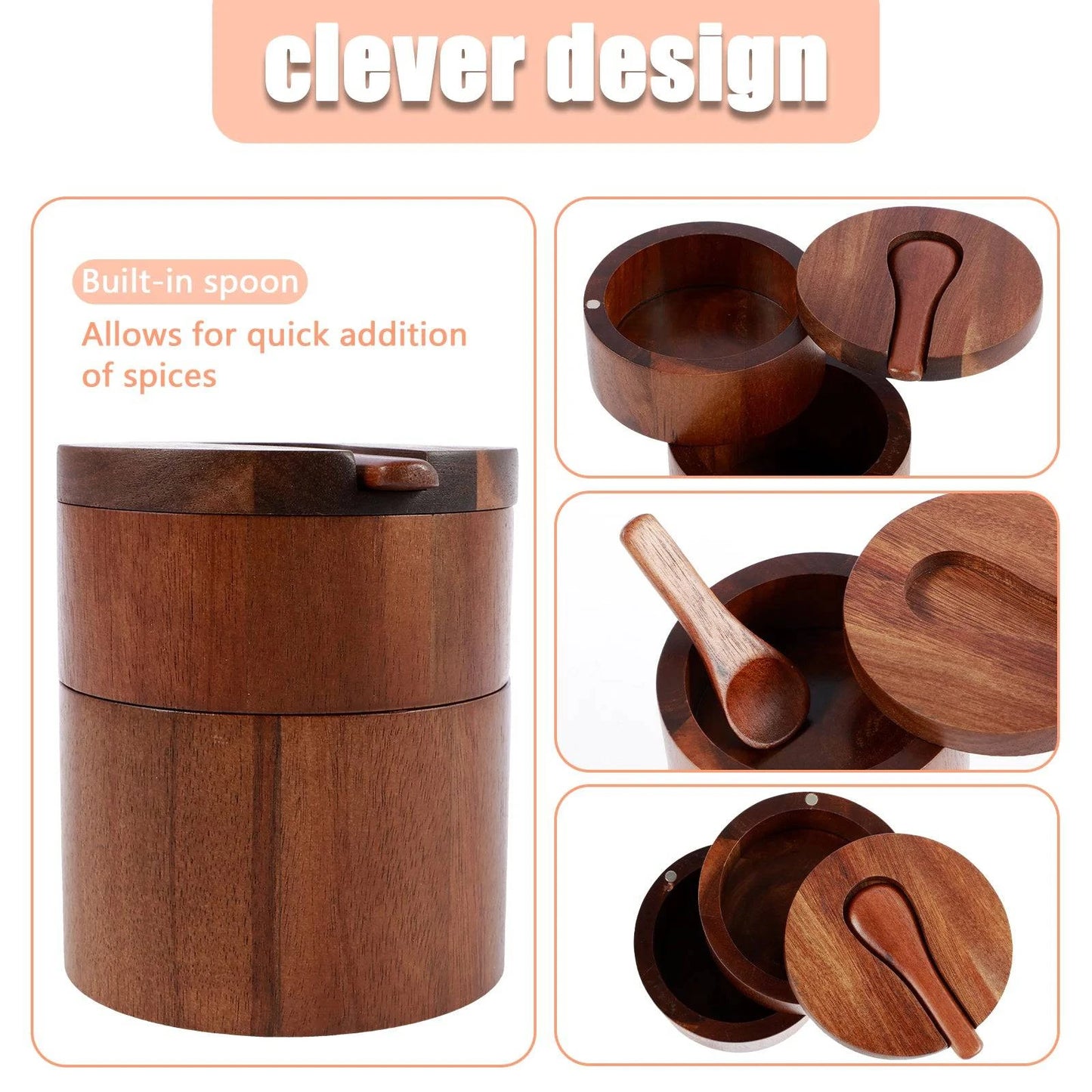 High-quality acacia wood salt and pepper container with rustic design