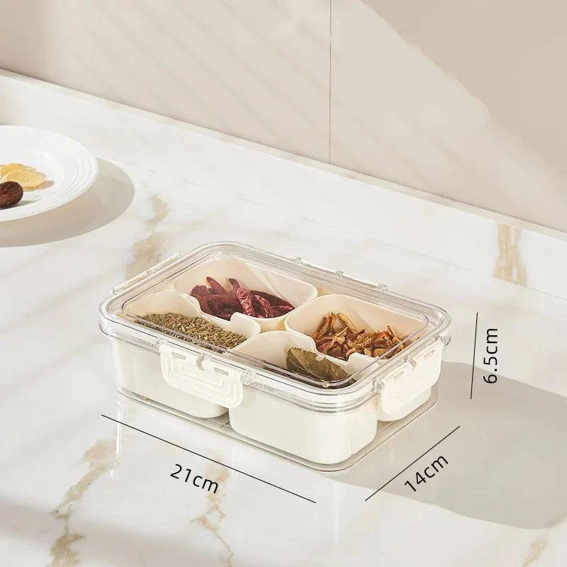 "Versatile snack storage tray with lid, ideal for home entertaining"