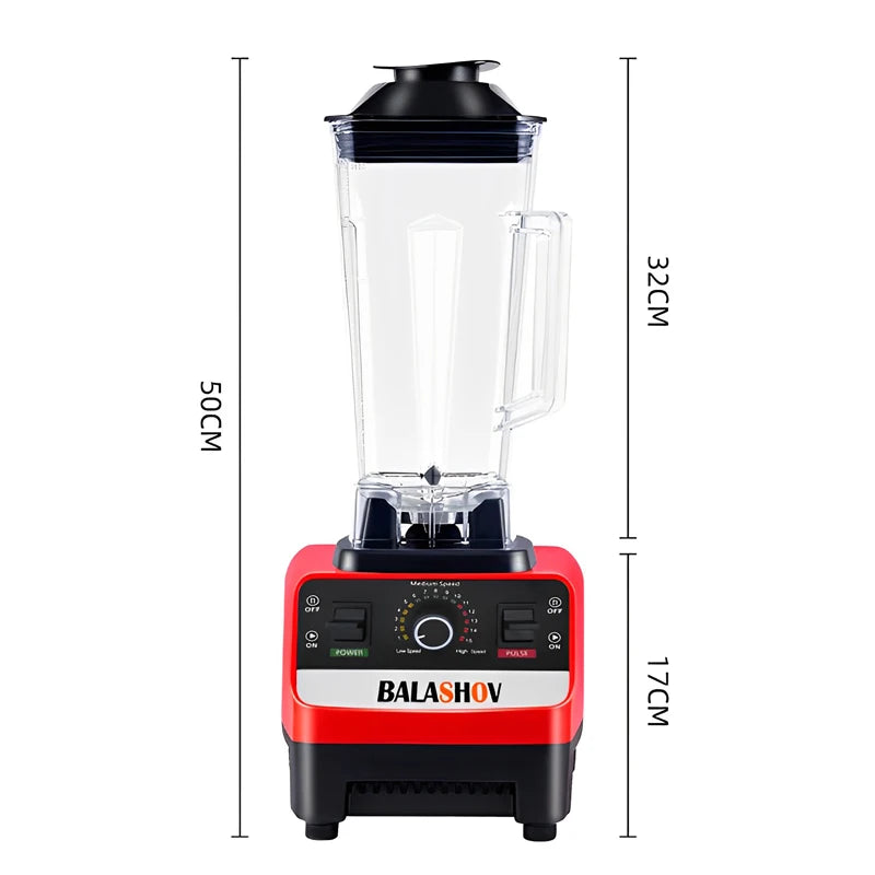Blender with dimensions labeled on a white background