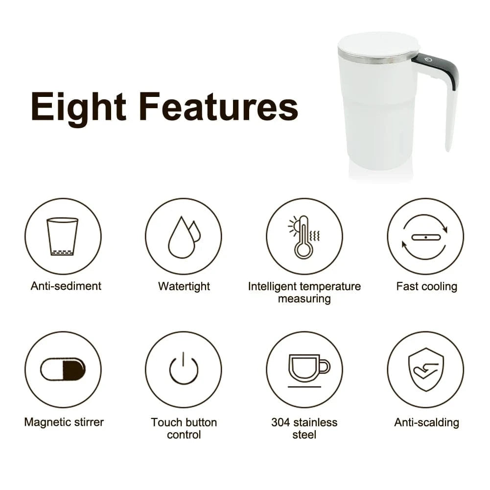 Magnetic Self-Stirring Coffee Cup - Effortless Mixing at Your Fingertips! - Cook Lux