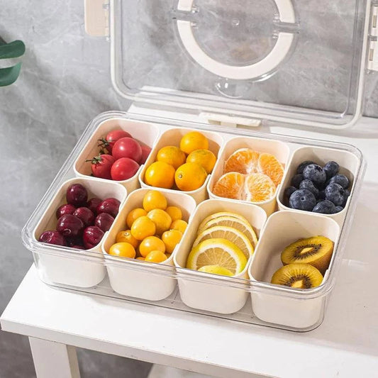 "8-compartment food organizer tray for candy, fruit, and more"