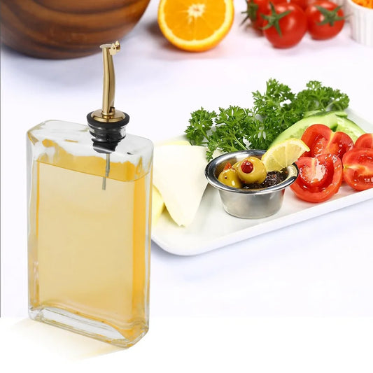 Olive oil bottle with scale gold 500ml side view