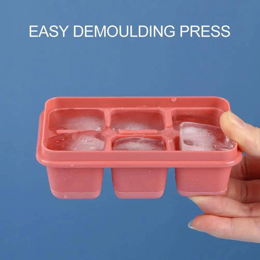 6 Grid Big Ice Cube Tray with Lid - Reusable Silicone Mold - Cook Lux