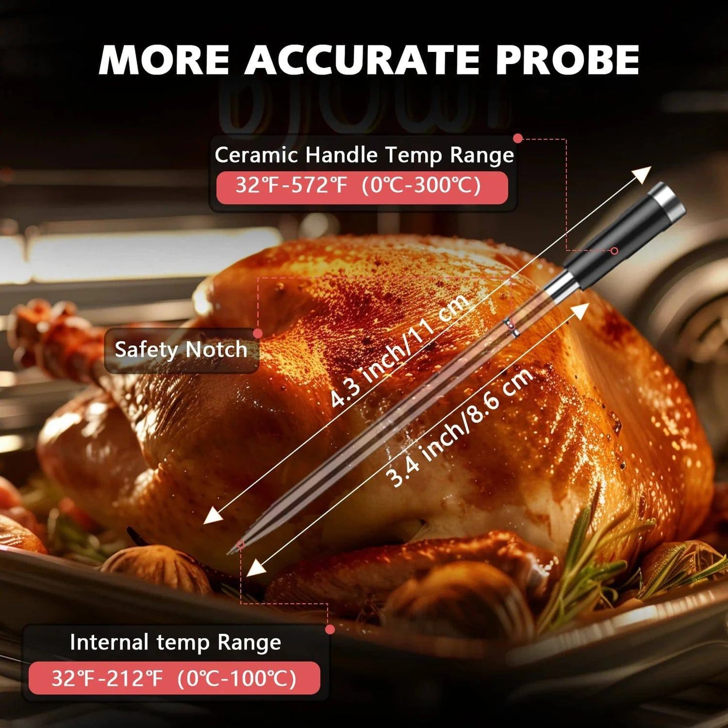 Rechargeable Bluetooth meat thermometer with LCD display for grilling