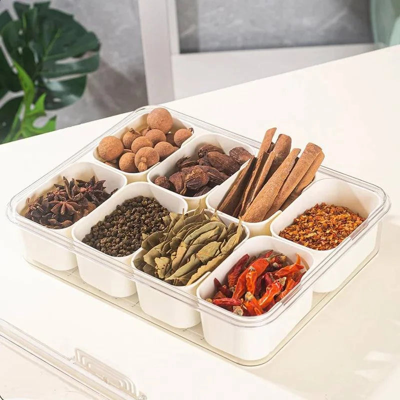 "Clear divided tray with handle, ideal for parties and picnics"