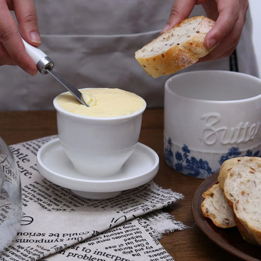 porcelain butter container for soft spreadable butter
