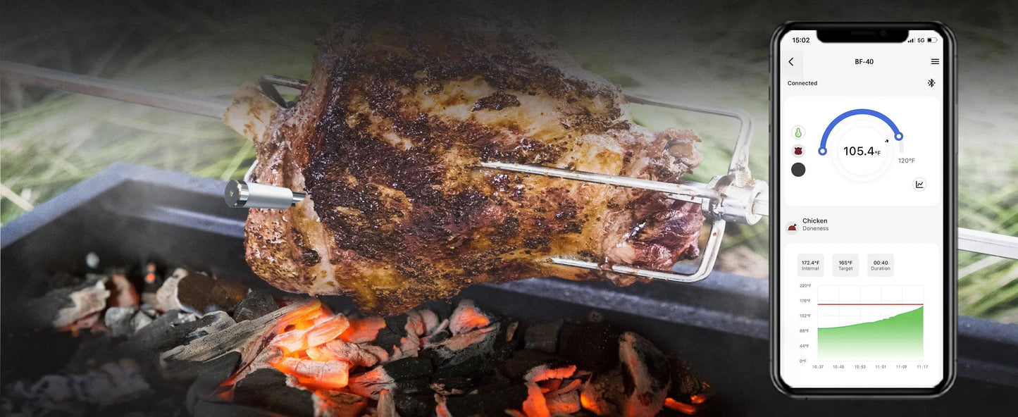 Wireless Bluetooth Meat Thermometer | Waterproof Probes, LCD Display & Rechargeable Battery for Grilling & BBQ Precision - Cook Lux