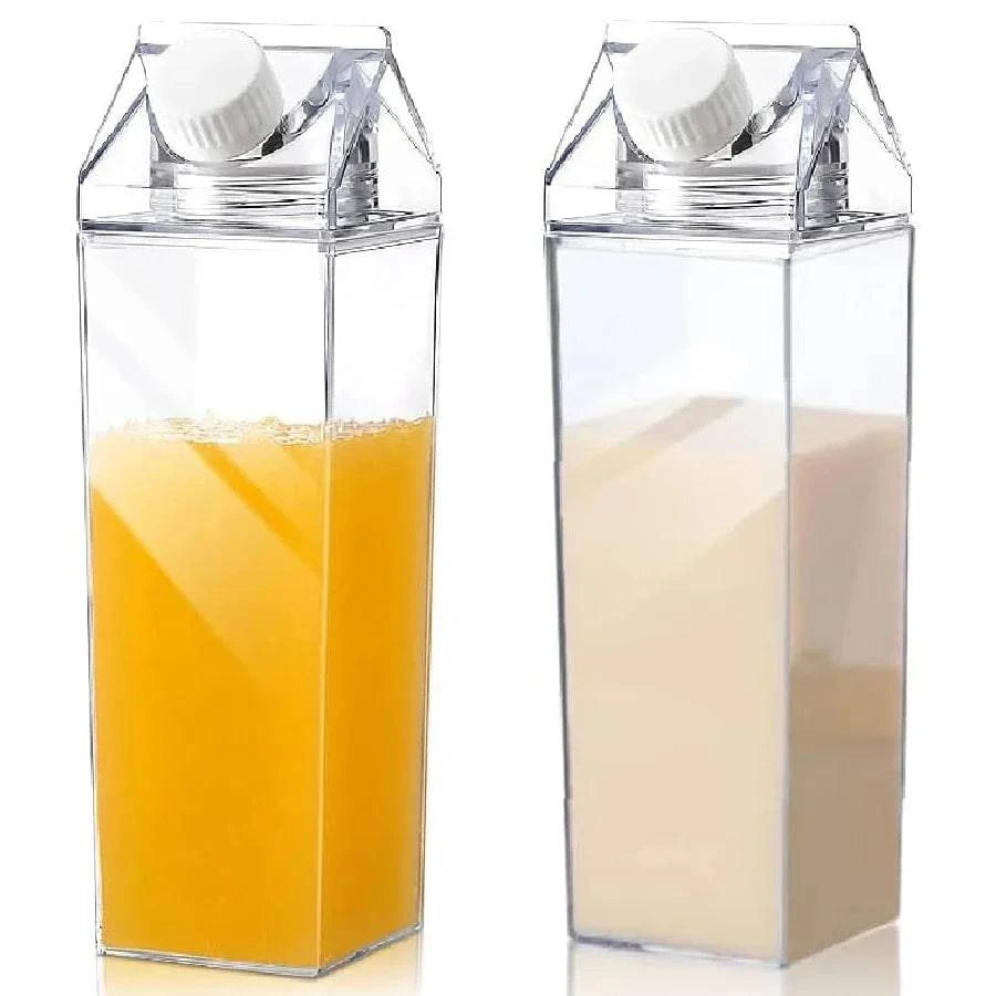 Eco-Friendly 2PCS Milk Carton Water Bottles | Stylish, Portable & Reusable Hydration Solution - Cook Lux