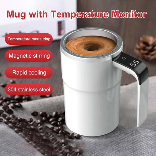 Magnetic self-stirring coffee cup with digital thermometer Cook Lux