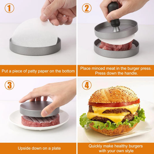 meal prep station using hamburger press