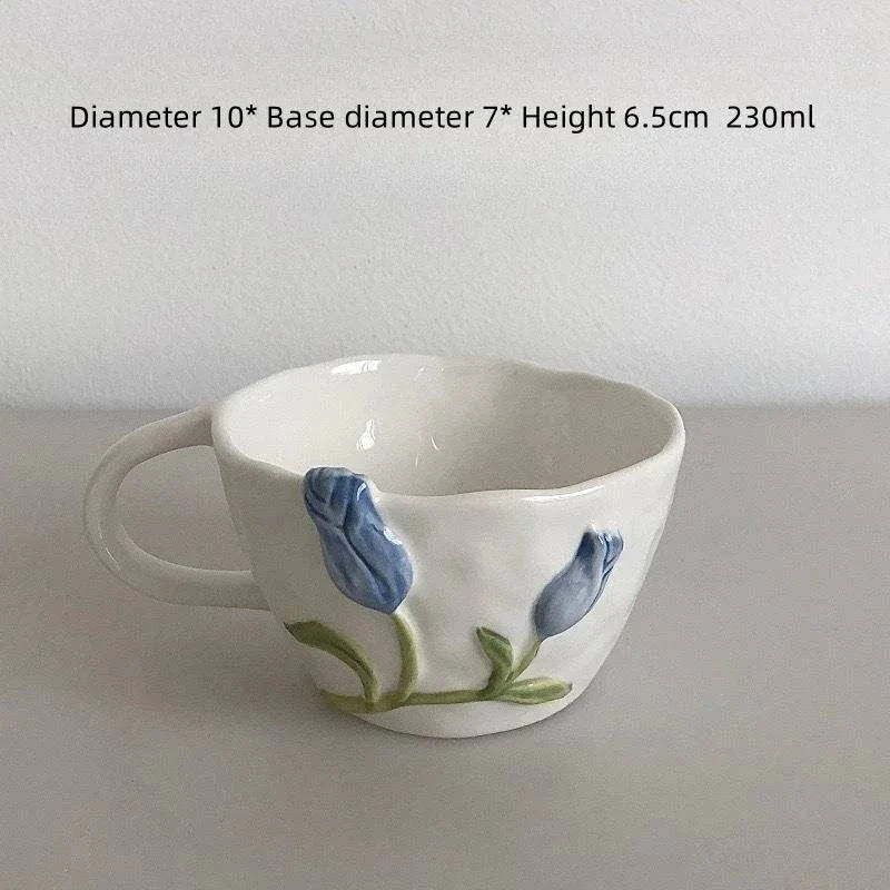 Stylish 3D Embossed Tulip Mug for Coffee, Tea, and Beverages