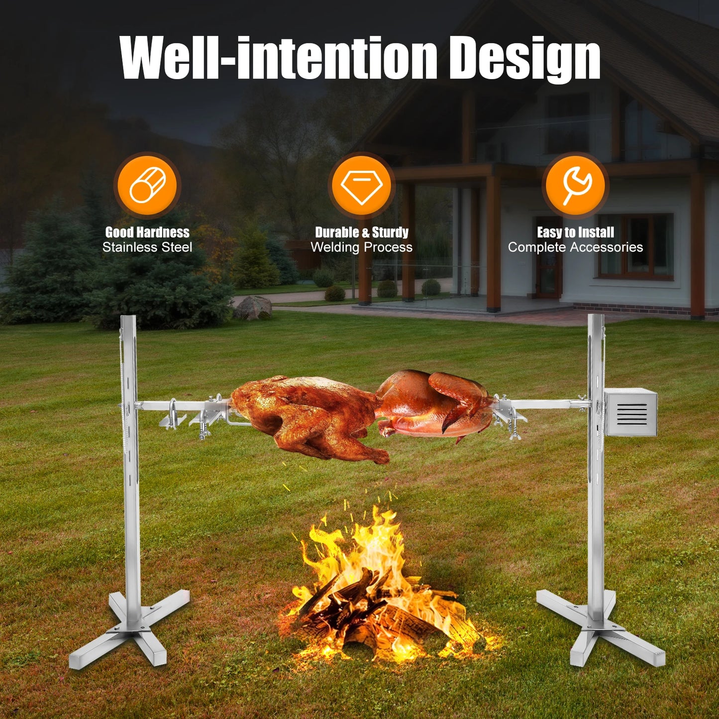 20W electric meat roasting grill, motor detail.