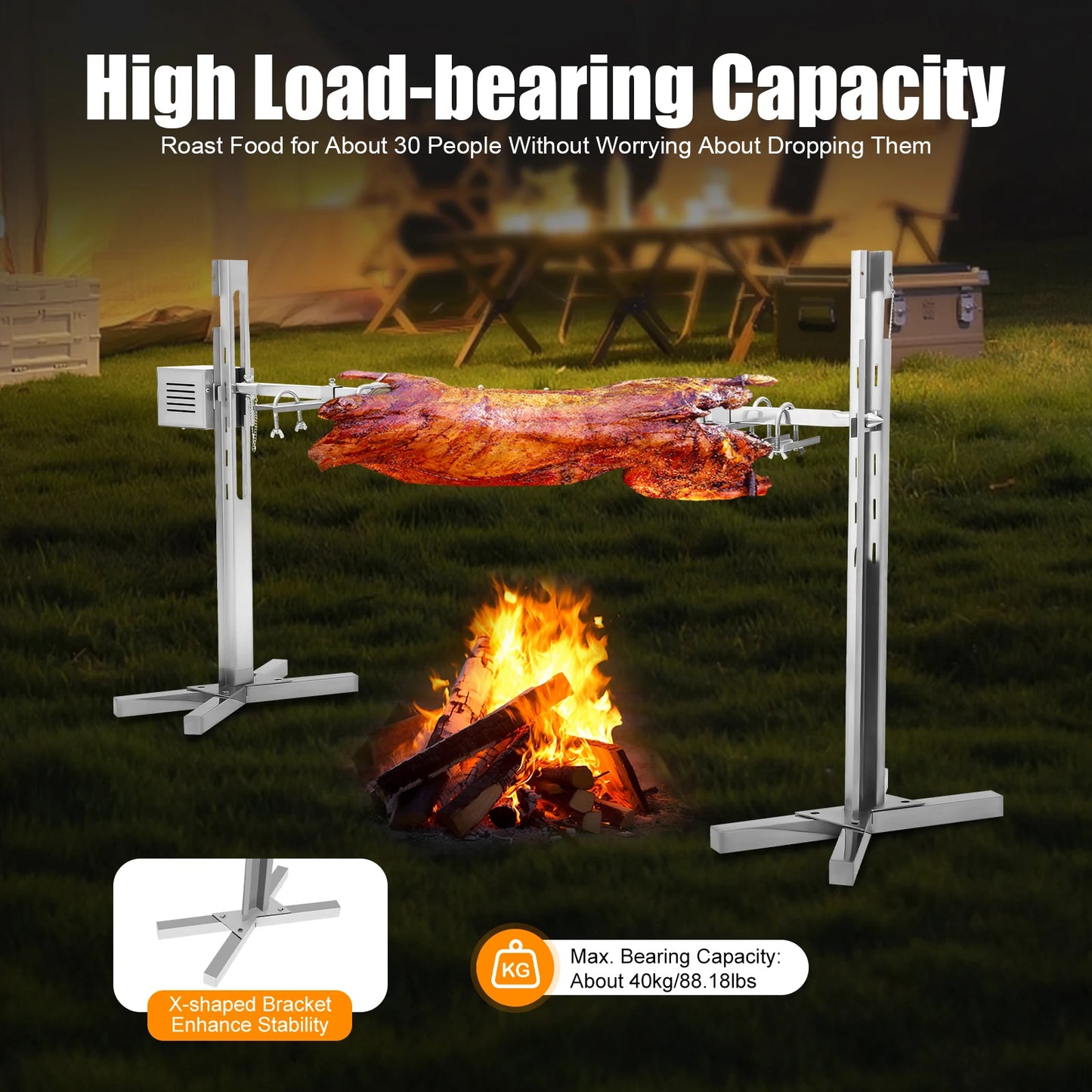 Adjustable height outdoor rotisserie, adjusting grill height.