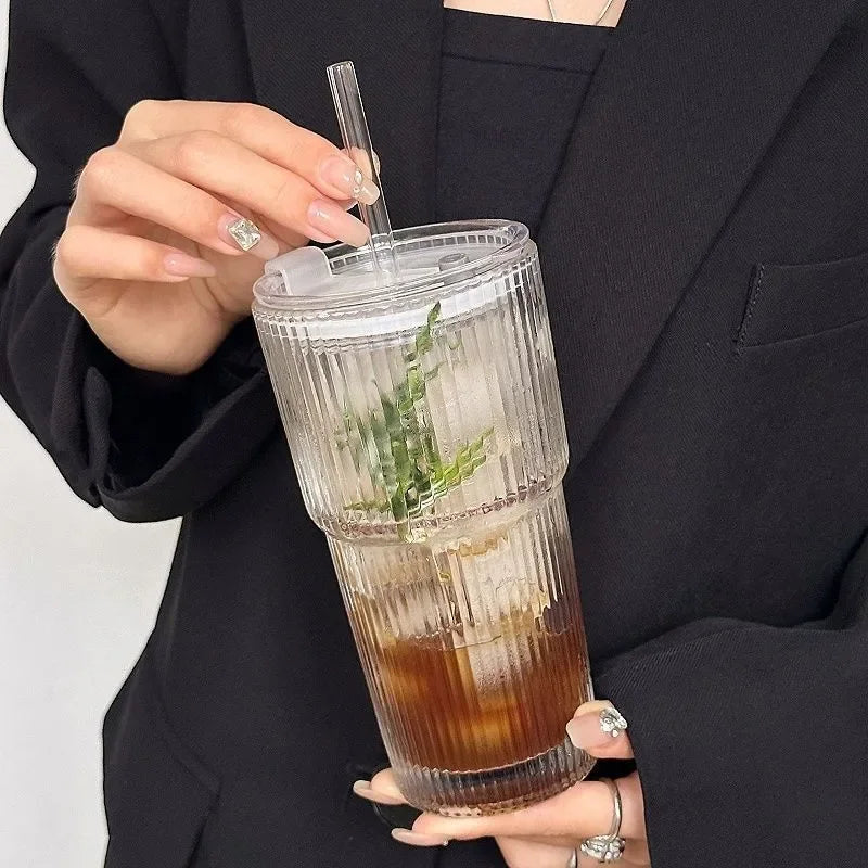 Round clear glass tumbler for smoothies