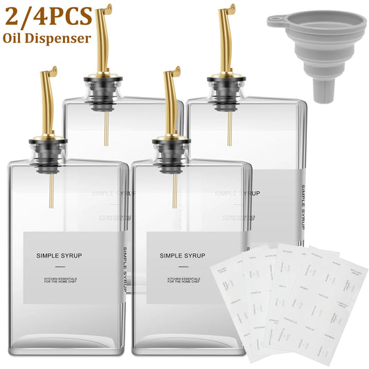 Rectangular oil dispenser glass transparent bottle