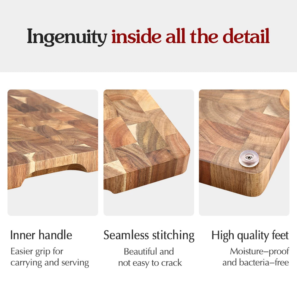 Close-up of premium acacia wood grain, HEZHEN quality