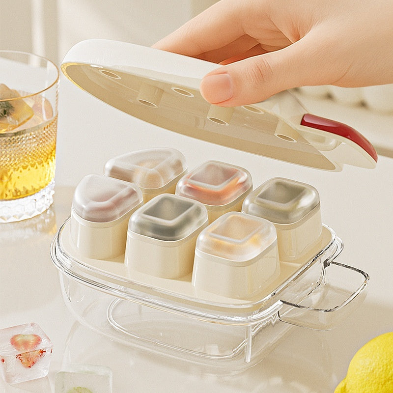 Ice Cream Shape Cube Mold – Press Ice Maker with Lid & Storage - Cook Lux