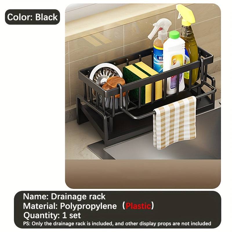 Multifunctional kitchen sink organizer rack holding dish cloth and sponges