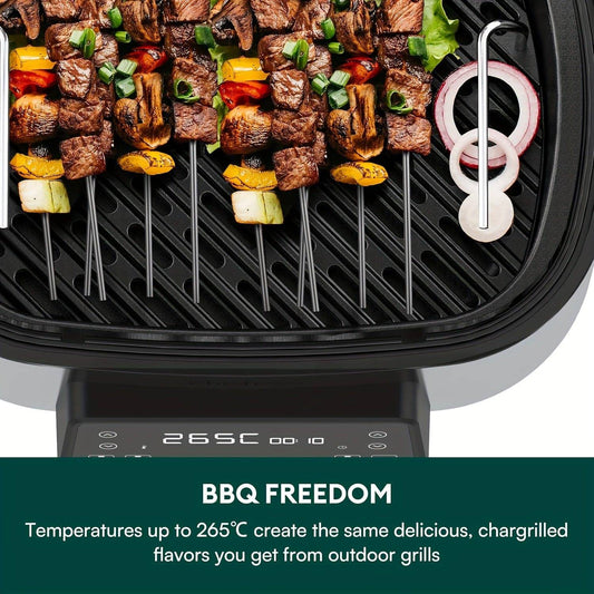 Health grill and air fryer with large capacity and smokeless operation