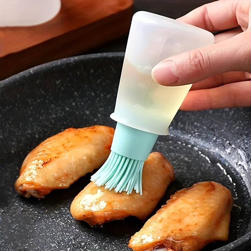 Silicone oil brush and dispenser for grilling, baking, and BBQ